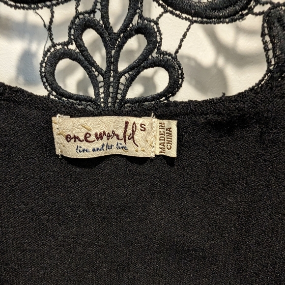 One World Black Cropped Cardigan Size S - Picture 3 of 5